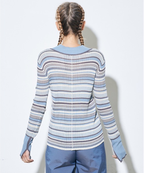 Solace（ソレイス）の「ボーダー配色シアータイトトップス（Tシャツ/カットソー・レディース・ブルー/グリーン/ナチュラル・FREE）」の13枚目の写真