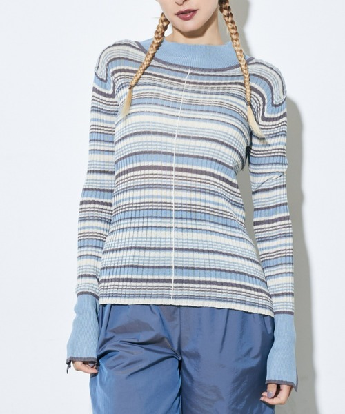 Solace（ソレイス）の「ボーダー配色シアータイトトップス（Tシャツ/カットソー・レディース・ブルー/グリーン/ナチュラル・FREE）」の16枚目の写真