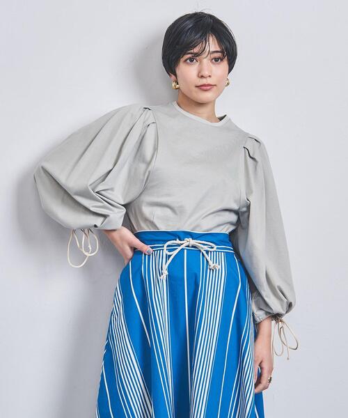 ELIN（エリン）の「＜ELIN（エリン）＞ギャザースリーブ プルオーバー（Tシャツ/カットソー・レディース・オフホワイト/ライム・FREE）」の2枚目の写真