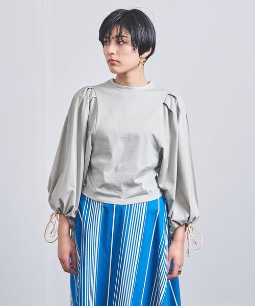 ELIN（エリン）の「＜ELIN（エリン）＞ギャザースリーブ プルオーバー（Tシャツ/カットソー・レディース・オフホワイト/ライム・FREE）」の3枚目の写真