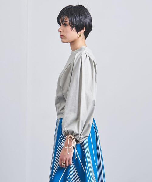 ELIN（エリン）の「＜ELIN（エリン）＞ギャザースリーブ プルオーバー（Tシャツ/カットソー・レディース・オフホワイト/ライム・FREE）」の4枚目の写真