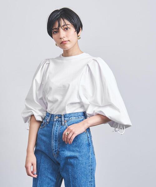 ELIN（エリン）の「＜ELIN（エリン）＞ギャザースリーブ プルオーバー（Tシャツ/カットソー・レディース・オフホワイト/ライム・FREE）」の9枚目の写真