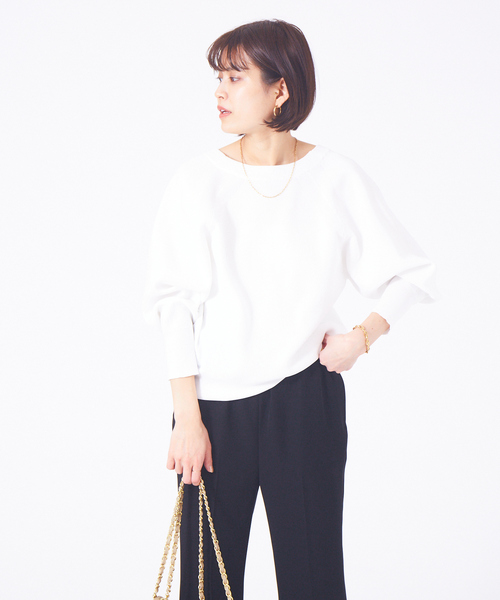 Rouge vif(ルージュヴィフ)の「【セットアップ対応】ストレッチ2WAYニット(カーディガン/ボレロ・レディース・ブラック/オフホワイト/グリーン・フリー)」の1枚目の写真