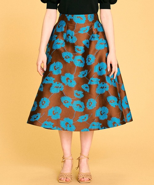 LANVIN en Bleu(ランバンオンブルー)の「ANEMONE JQスカート(スカート・レディース・ブラウン/マスタード・38/36)」の2枚目の写真