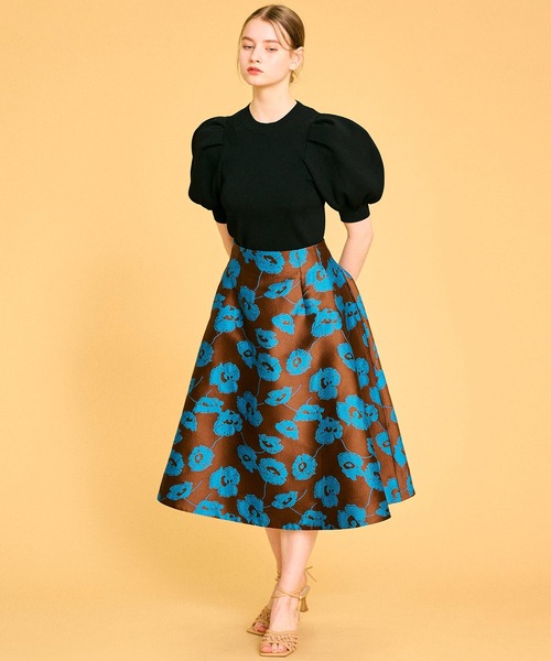 LANVIN en Bleu(ランバンオンブルー)の「ANEMONE JQスカート(スカート・レディース・ブラウン/マスタード・38/36)」の7枚目の写真