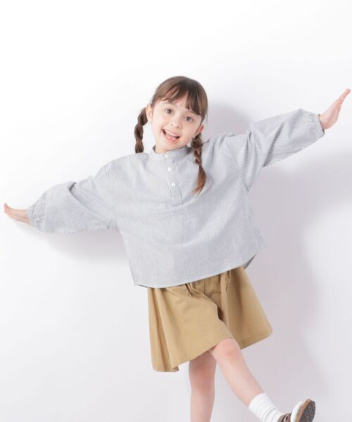 SHIPS any（シップス エニィ）の「SHIPS any: リラックス プルオーバー ブラウス ストライプ<KIDS>（シャツ/ブラウス・キッズ・オフホワイト・S(110-120)/M(125-135)/L(140-150)）」の7枚目の写真