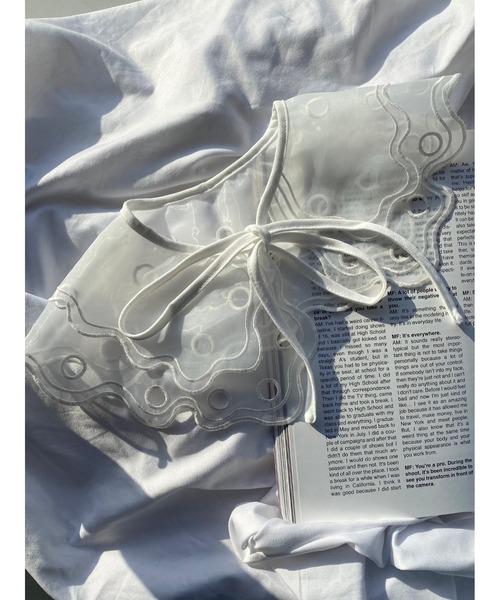 WC(ダブル シー)の「シアーレースつけ襟(付け襟・レディース・ホワイト/ブラック・FREE)」の2枚目の写真