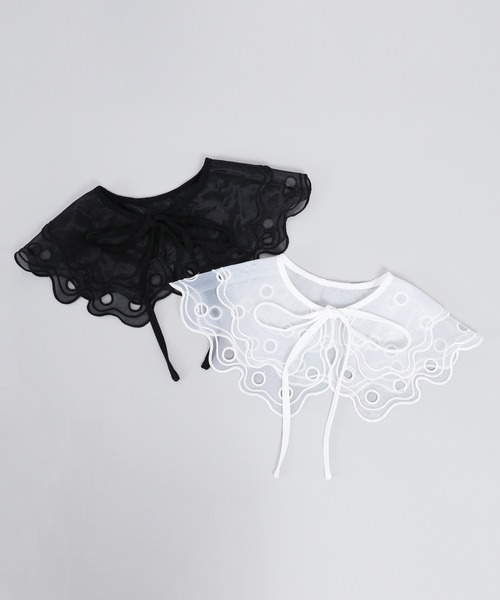 WC(ダブル シー)の「シアーレースつけ襟(付け襟・レディース・ホワイト/ブラック・FREE)」の10枚目の写真