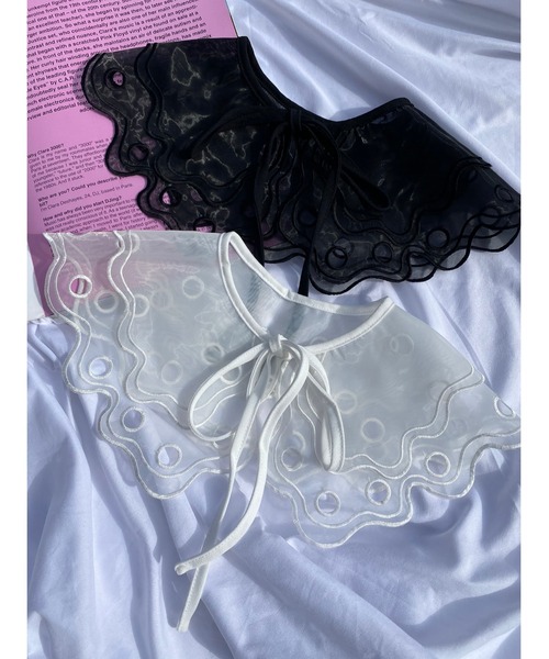 WC(ダブル シー)の「シアーレースつけ襟(付け襟・レディース・ホワイト/ブラック・FREE)」の6枚目の写真