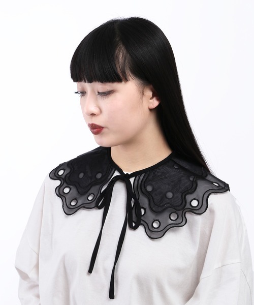 WC(ダブル シー)の「シアーレースつけ襟(付け襟・レディース・ホワイト/ブラック・FREE)」の8枚目の写真