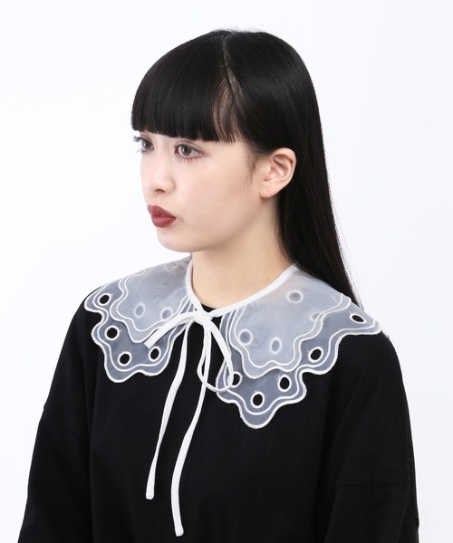 WC(ダブル シー)の「シアーレースつけ襟(付け襟・レディース・ホワイト/ブラック・FREE)」の9枚目の写真