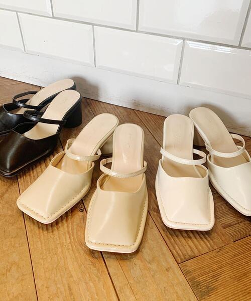 INGNI（イング）の「スクエアトゥミュールサンダル（サンダル・レディース・ベージュ/オフホワイト/ブラック・M/L）」の7枚目の写真