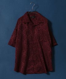 ANPAS | Satin Jacquard Fabric Dolman Sleeve Open Collar Shirt/サテン ジャガード ドルマンスリーブ オープンカラーシャツ(シャツ/ブラウス)