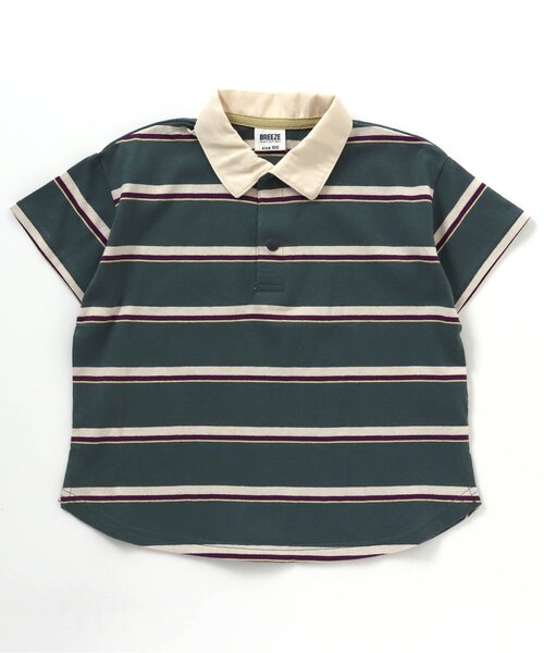 BREEZE(ブリーズ)の「マルチボーダーポロシャツ(ポロシャツ・キッズ・ベージュ/グリーン・90/120/140/110/130/100/80)」の2枚目の写真