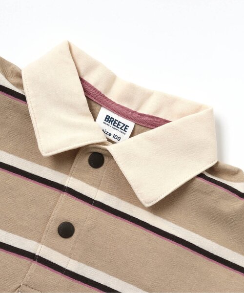BREEZE(ブリーズ)の「マルチボーダーポロシャツ(ポロシャツ・キッズ・ベージュ/グリーン・90/120/140/110/130/100/80)」の7枚目の写真
