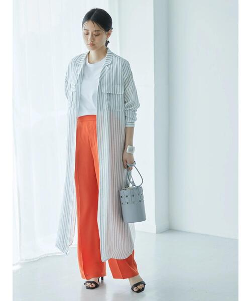 AMERICAN HOLIC（アメリカンホリック）の「Wポケット開襟ワンピース（ワンピース・レディース・ネイビー/カーキ/アイボリー/ストライプ・M/L）」の8枚目の写真