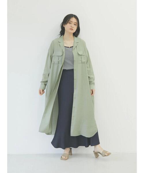 AMERICAN HOLIC（アメリカンホリック）の「Wポケット開襟ワンピース（ワンピース・レディース・ネイビー/カーキ/アイボリー/ストライプ・M/L）」の14枚目の写真