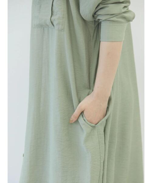 AMERICAN HOLIC（アメリカンホリック）の「Wポケット開襟ワンピース（ワンピース・レディース・ネイビー/カーキ/アイボリー/ストライプ・M/L）」の21枚目の写真