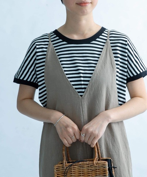 FORK&SPOON（フォークアンドスプーン）の「FORK&SPOON　オーガニックコットンワイドTシャツ（Tシャツ/カットソー・レディース・ブラウン/ネイビー/ブラック系その他/ホワイト系その他・1）」の2枚目の写真