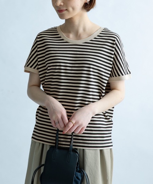 FORK&SPOON（フォークアンドスプーン）の「FORK&SPOON　オーガニックコットンワイドTシャツ（Tシャツ/カットソー・レディース・ブラウン/ネイビー/ブラック系その他/ホワイト系その他・1）」の3枚目の写真