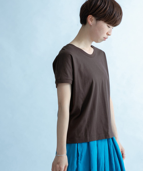 FORK&SPOON（フォークアンドスプーン）の「FORK&SPOON　オーガニックコットンワイドTシャツ（Tシャツ/カットソー・レディース・ブラウン/ネイビー/ブラック系その他/ホワイト系その他・1）」の6枚目の写真