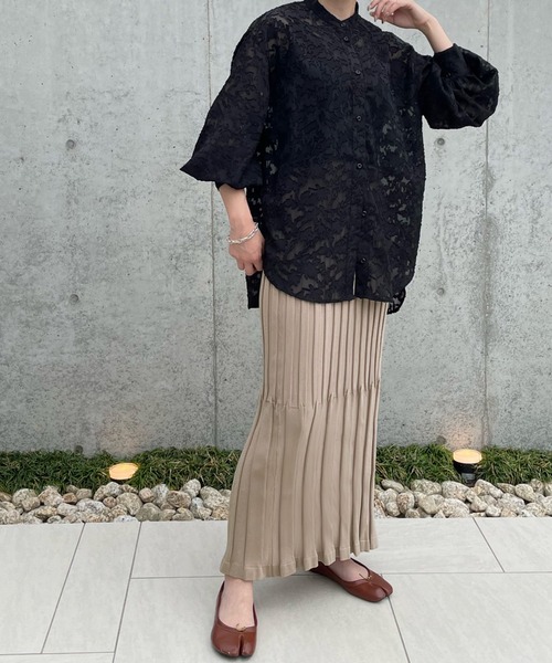 select MOCA by misato（セレクトモカバイミサト）の「2022 SS ランダムリブニットスカート（スカート・レディース・ブラック/ベージュ/アイボリー・FREE）」の6枚目の写真