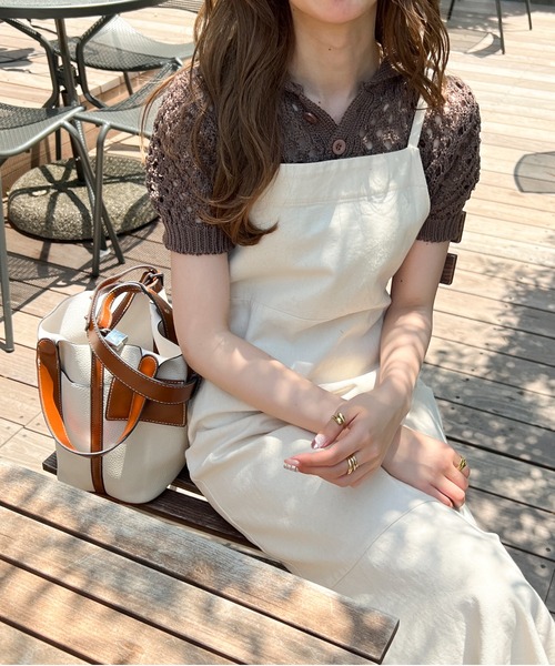 Ambre Ciel(アンブルシエル)の「メッシュポロニット/【WEB/EC限定商品】(ニット/セーター・レディース・ベージュ/アイボリー/モカ・FREE)」の2枚目の写真