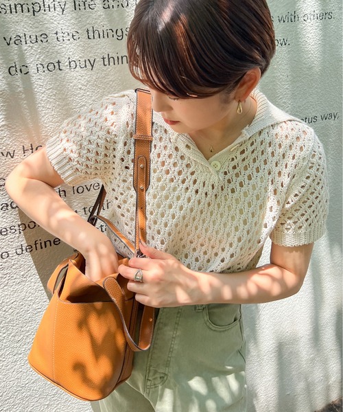 Ambre Ciel(アンブルシエル)の「メッシュポロニット/【WEB/EC限定商品】(ニット/セーター・レディース・ベージュ/アイボリー/モカ・FREE)」の8枚目の写真