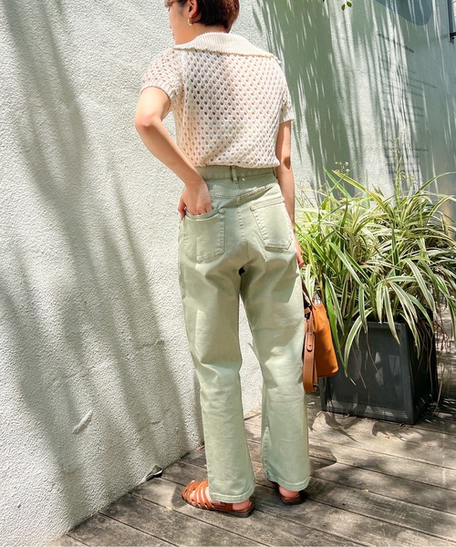 Ambre Ciel(アンブルシエル)の「メッシュポロニット/【WEB/EC限定商品】(ニット/セーター・レディース・ベージュ/アイボリー/モカ・FREE)」の4枚目の写真