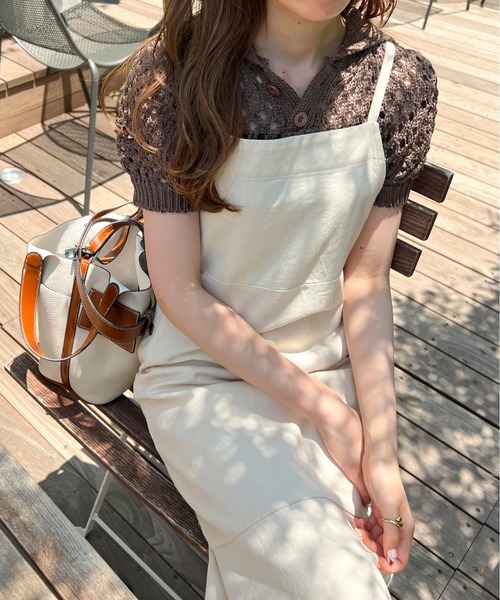 Ambre Ciel(アンブルシエル)の「メッシュポロニット/【WEB/EC限定商品】(ニット/セーター・レディース・ベージュ/アイボリー/モカ・FREE)」の12枚目の写真