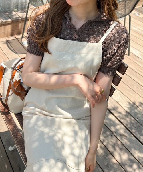 Ambre Ciel(アンブルシエル)の「メッシュポロニット/【WEB/EC限定商品】(ニット/セーター・レディース・ベージュ/アイボリー/モカ・FREE)」の16枚目の写真
