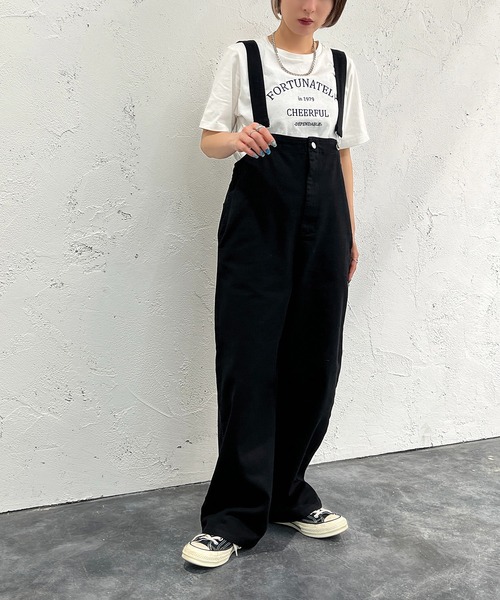 apres jour mignon（アプレジュールミニョン）の「ハイウエストサス付きパンツ【ZOZOTOWN限定アイテム】（サロペット/オーバーオール・レディース・ブラック/ダークインディゴブルー・SMALL/MEDIUM/X-LARGE）」の8枚目の写真