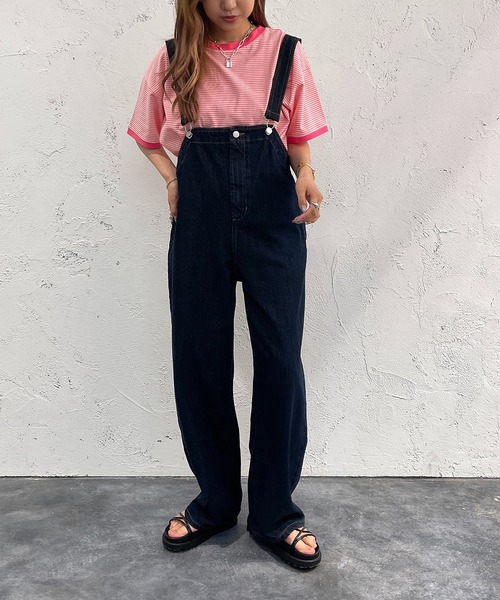 apres jour mignon（アプレジュールミニョン）の「ハイウエストサス付きパンツ【ZOZOTOWN限定アイテム】（サロペット/オーバーオール・レディース・ブラック/ダークインディゴブルー・SMALL/MEDIUM/X-LARGE）」の7枚目の写真