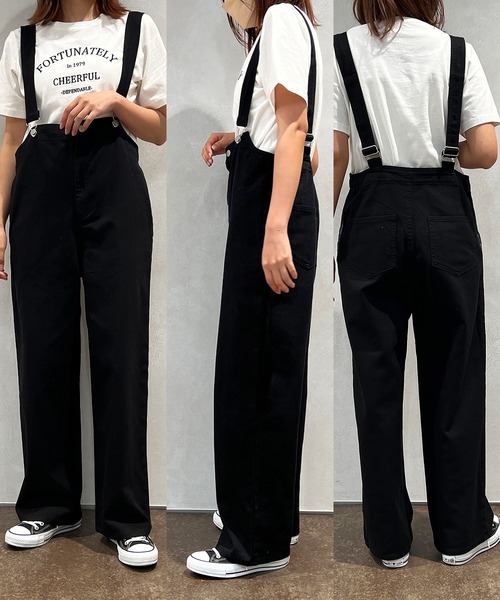 apres jour mignon（アプレジュールミニョン）の「ハイウエストサス付きパンツ【ZOZOTOWN限定アイテム】（サロペット/オーバーオール・レディース・ブラック/ダークインディゴブルー・SMALL/MEDIUM/X-LARGE）」の5枚目の写真