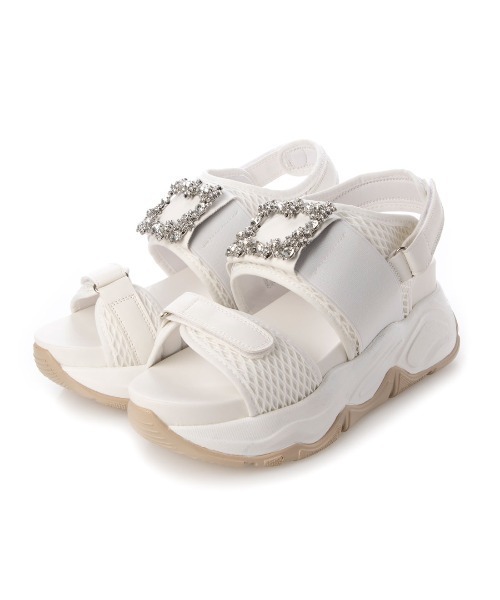 Mafmof（マフモフ）の「Mafmof(マフモフ)ボリュームソールビジュースポーツサンダル（サンダル・レディース・ブラック/ホワイト・M/LL/L/S）」の6枚目の写真