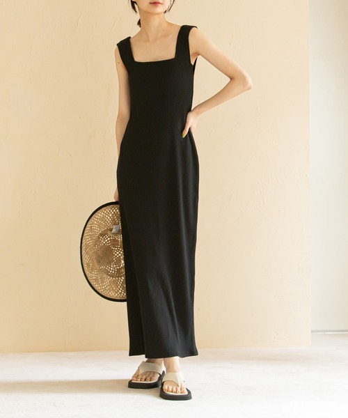 u by spick&span■スクエアネックリブワンピース U by SPICK&SPAN（ユーバイスピックアンドスパン）の「スクエア