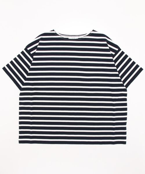 ADAM ET ROPE'（アダムエロペ）の「天竺ボーダーバスクBIG T（Tシャツ/カットソー・メンズ・ホワイト系その他4/ブラック系その他/ピンク系その他2・L/M）」の3枚目の写真