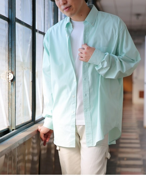 BRICK & SONS（ブリックアンドサンズ）の「オーバーサイズ ブロードシャツ＜ミント＞（シャツ/ブラウス・メンズ・ミント・LL/M/L）」の9枚目の写真