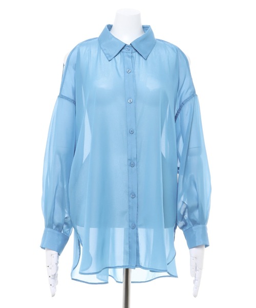 INGNI（イング）の「肩スリットシアー／シャツ（シャツ/ブラウス・レディース・ピンク/アイボリー/ミント/ブルー・M）」の14枚目の写真