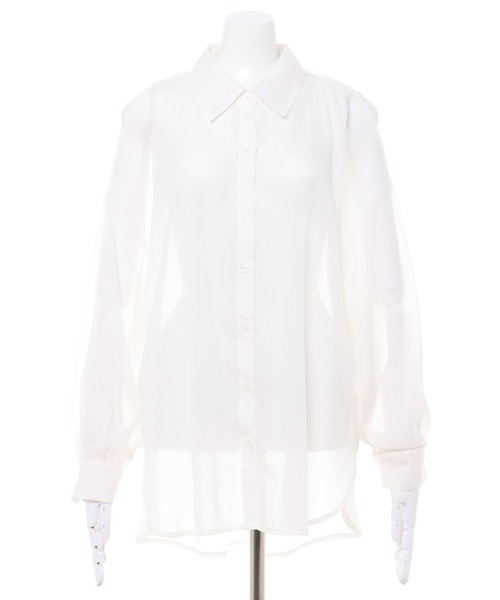 INGNI（イング）の「肩スリットシアー／シャツ（シャツ/ブラウス・レディース・ピンク/アイボリー/ミント/ブルー・M）」の5枚目の写真