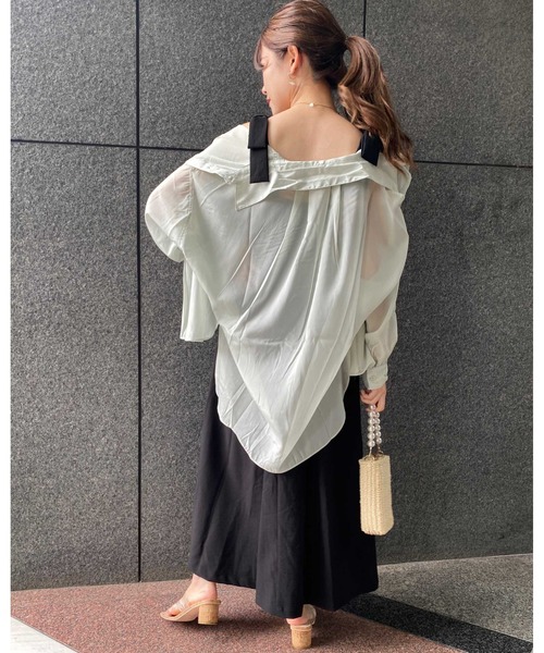 INGNI（イング）の「肩スリットシアー／シャツ（シャツ/ブラウス・レディース・ピンク/アイボリー/ミント/ブルー・M）」の12枚目の写真