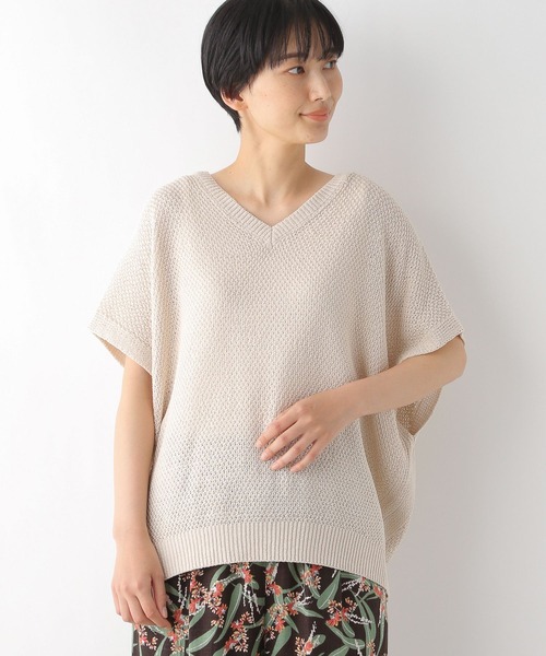 LEPSIM(レプシィム)の「5ゲージカノコアミプルオーバー半袖 294770(ニット/セーター・レディース・オフホワイト/イエロー/キャメル・FREE)」の2枚目の写真