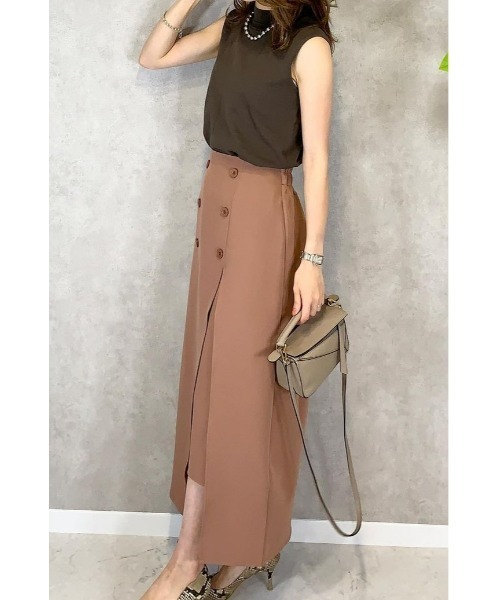 &. NOSTALGIA(アンドドットノスタルジア)の「【ZOZO限定】ディープスリットラップ風スカート(スカート・レディース・ブラック/カーキ/ベージュ系その他/インディゴブルー/アイボリー/チャコールグレー・M)」の9枚目の写真