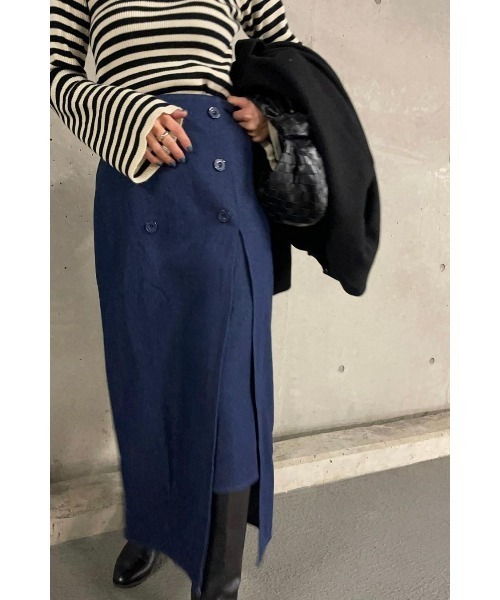 &. NOSTALGIA(アンドドットノスタルジア)の「【ZOZO限定】ディープスリットラップ風スカート(スカート・レディース・ブラック/カーキ/ベージュ系その他/インディゴブルー/アイボリー/チャコールグレー・M)」の11枚目の写真