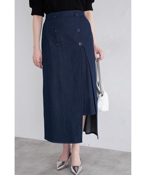 &. NOSTALGIA(アンドドットノスタルジア)の「【ZOZO限定】ディープスリットラップ風スカート(スカート・レディース・ブラック/カーキ/ベージュ系その他/インディゴブルー/アイボリー/チャコールグレー・M)」の16枚目の写真