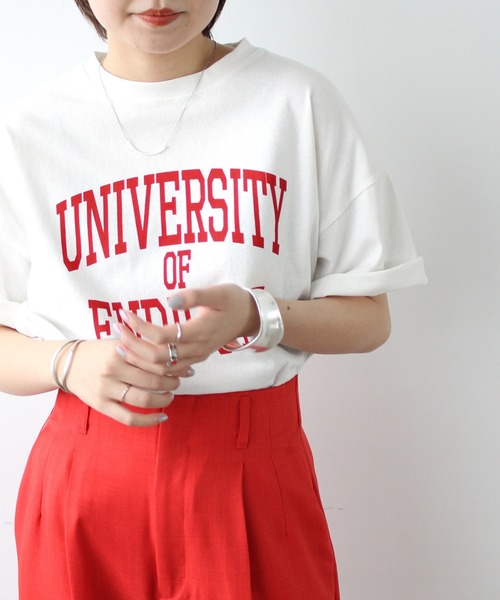 GeeRA(ジーラ)の「カレッジロゴ半袖Tシャツ(Tシャツ/カットソー・レディース・ホワイト×レッド/ホワイト×ブルー/ベージュ系その他・MEDIUM)」の8枚目の写真