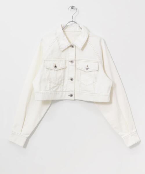KBF（ケイビーエフ）の「ラグランショートデニムジャケット（デニムジャケット・レディース・ネイビー/オフホワイト・ONE）」の12枚目の写真