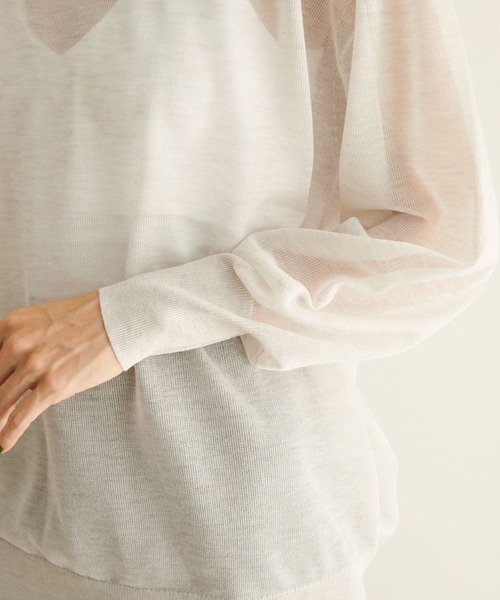 SALON adam et rope'（サロン アダム エ ロペ）の「シアークルーネックTプルオーバー（Tシャツ/カットソー・レディース・ブラック/オフホワイト/ベージュ・FREE）」の9枚目の写真