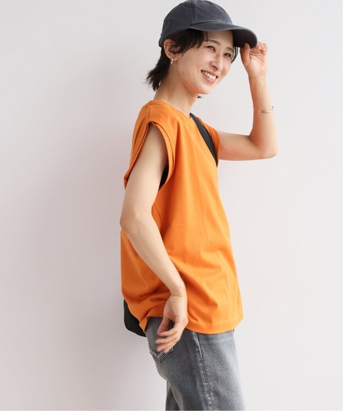 JOURNAL STANDARD relume(ジャーナルスタンダード レリューム)の「《追加》汗染み防止フレンチスリーブTEE(Tシャツ/カットソー・レディース・ホワイト/チャコールグレー/ブラック/ブラウン/オレンジ・FREE)」の8枚目の写真