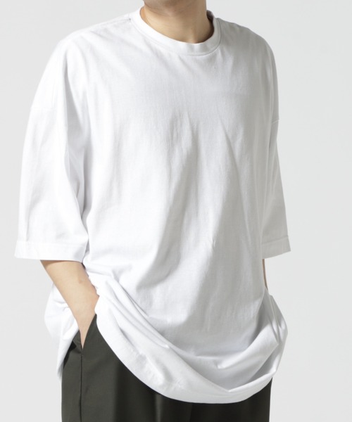 WHITELAND（ホワイトランド）の「WHITELAND/ホワイトランド/BIG TEE/ビッグTシャツ（Tシャツ/カットソー・メンズ・ホワイト/ネイビー・F）」の2枚目の写真